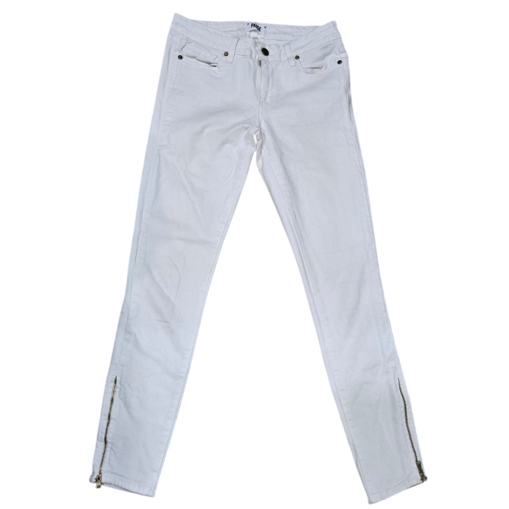 Paige Verdugo Ankle White Zipper Skinny Jeans 27